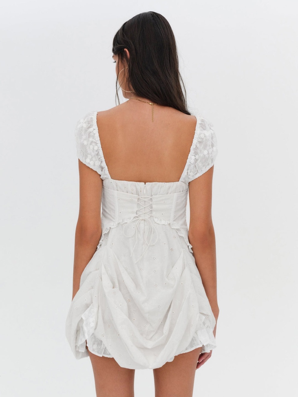 $319 NWT For Love & Lemons “Morgan” Corset Mini Dress in White Sz Small - Picture 3 of 16